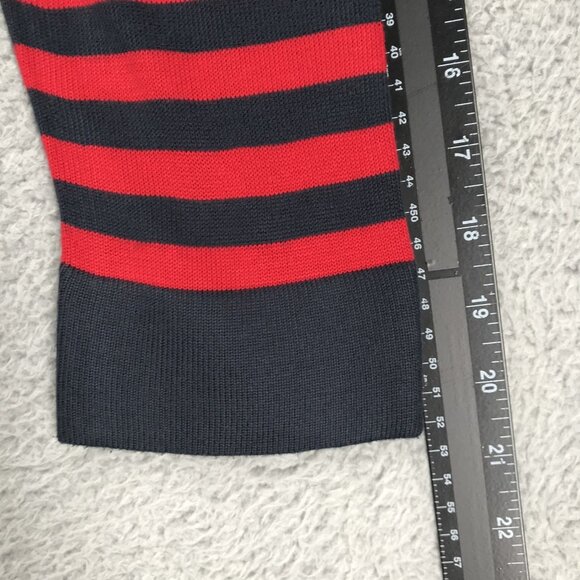TOMMY HILFIGER Top Womens SMALL Red Blue Stripe Knit 3/4 Sleeve Button Shoulder - Picture 11 of 13